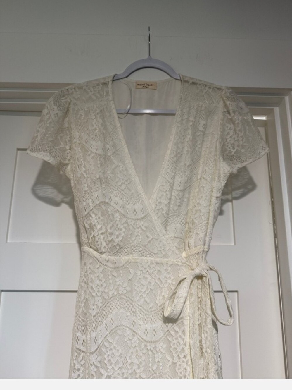 Hoighty Toity Boutique Lace Wrap Maxi Dress - Cream - Picture 2 of 7